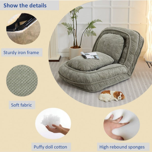 English Elm [video Provided] Foldable Floor Lounger with Five Locking Positions Plush Cotton Fill Living Room Green W1628P187574