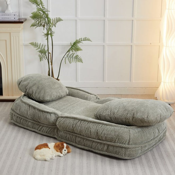 English Elm [video Provided] Foldable Floor Lounger with Five Locking Positions Plush Cotton Fill Living Room Green W1628P187574