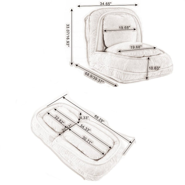 English Elm [video Provided] Foldable Floor Lounger with Five Locking Positions Plush Cotton Fill Living Room Brown W1628P187575