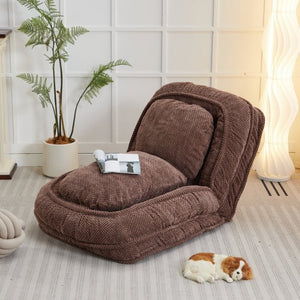 English Elm [video Provided] Foldable Floor Lounger with Five Locking Positions Plush Cotton Fill Living Room Brown W1628P187575