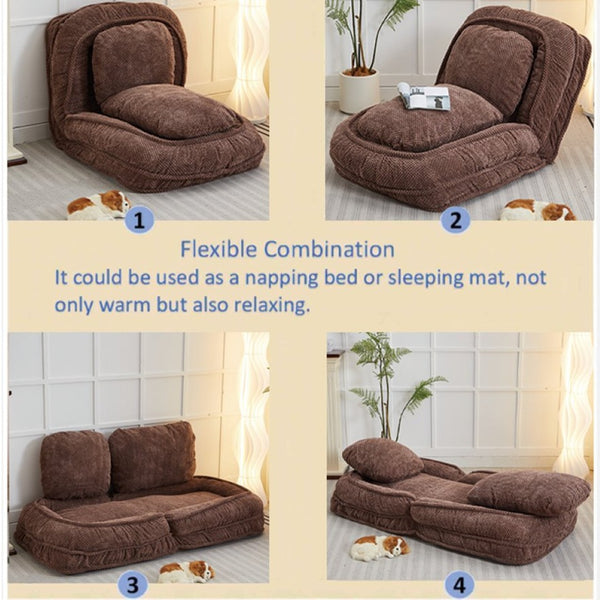 English Elm [video Provided] Foldable Floor Lounger with Five Locking Positions Plush Cotton Fill Living Room Brown W1628P187575