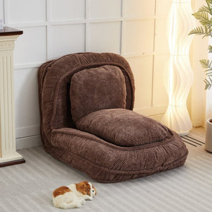 English Elm [video Provided] Foldable Floor Lounger with Five Locking Positions Plush Cotton Fill Living Room Brown W1628P187575