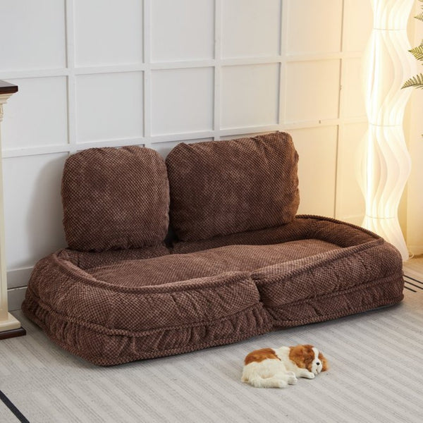 English Elm [video Provided] Foldable Floor Lounger with Five Locking Positions Plush Cotton Fill Living Room Brown W1628P187575
