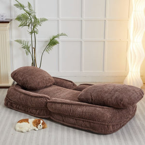 English Elm [video Provided] Foldable Floor Lounger with Five Locking Positions Plush Cotton Fill Living Room Brown W1628P187575
