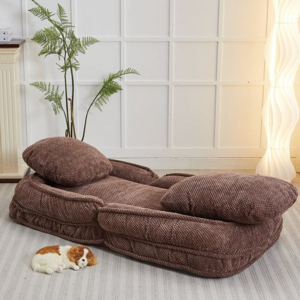 English Elm [video Provided] Foldable Floor Lounger with Five Locking Positions Plush Cotton Fill Living Room Brown W1628P187575