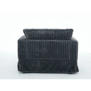 English Elm [new Arrived] Oversized Corduroy Chaise Lounge with Movable Ottoman for Living Room Dark Gray W1628P206064