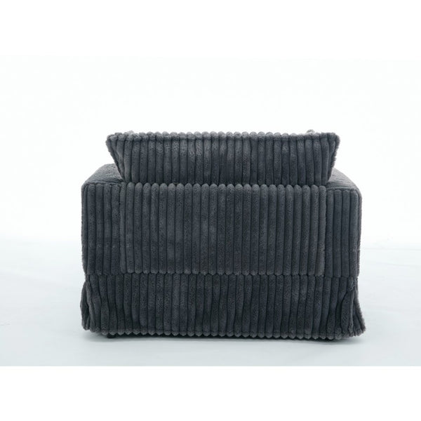 English Elm [new Arrived] Oversized Corduroy Chaise Lounge with Movable Ottoman for Living Room Dark Gray W1628P206064