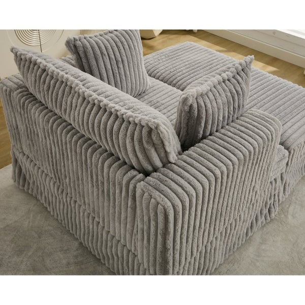 English Elm [new Arrived] Oversized Corduroy Chaise Lounge with Movable Ottoman for Living Room Light Gray W1628P206065