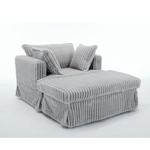 English Elm [new Arrived] Oversized Corduroy Chaise Lounge with Movable Ottoman for Living Room Light Gray W1628P206065