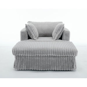 English Elm [new Arrived] Oversized Corduroy Chaise Lounge with Movable Ottoman for Living Room Light Gray W1628P206065