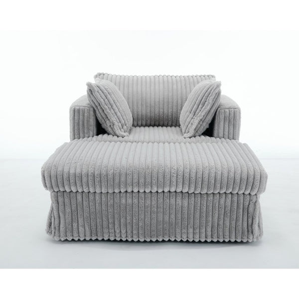 English Elm [new Arrived] Oversized Corduroy Chaise Lounge with Movable Ottoman for Living Room Light Gray W1628P206065