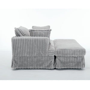 English Elm [new Arrived] Oversized Corduroy Chaise Lounge with Movable Ottoman for Living Room Light Gray W1628P206065