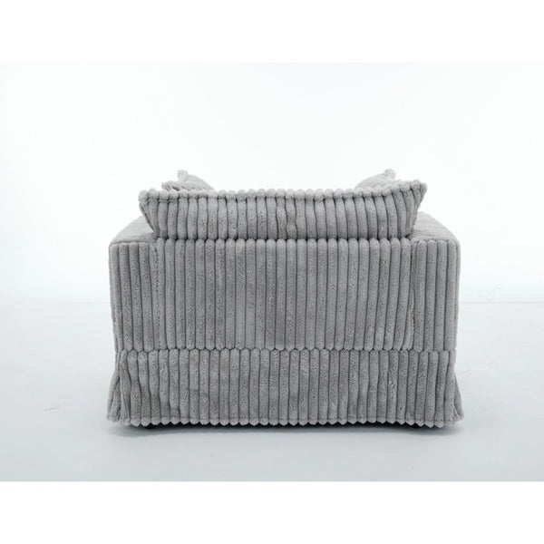 English Elm [new Arrived] Oversized Corduroy Chaise Lounge with Movable Ottoman for Living Room Light Gray W1628P206065