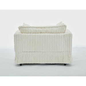 English Elm [new Arrived] Oversized Corduroy Chaise Lounge with Movable Ottoman for Living Room Beige W1628P206066