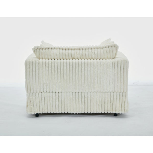English Elm [new Arrived] Oversized Corduroy Chaise Lounge with Movable Ottoman for Living Room Beige W1628P206066