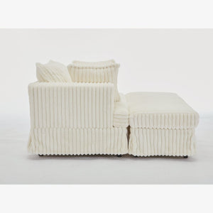 English Elm [new Arrived] Oversized Corduroy Chaise Lounge with Movable Ottoman for Living Room Beige W1628P206066