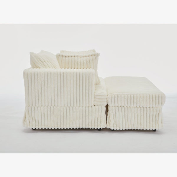 English Elm [new Arrived] Oversized Corduroy Chaise Lounge with Movable Ottoman for Living Room Beige W1628P206066