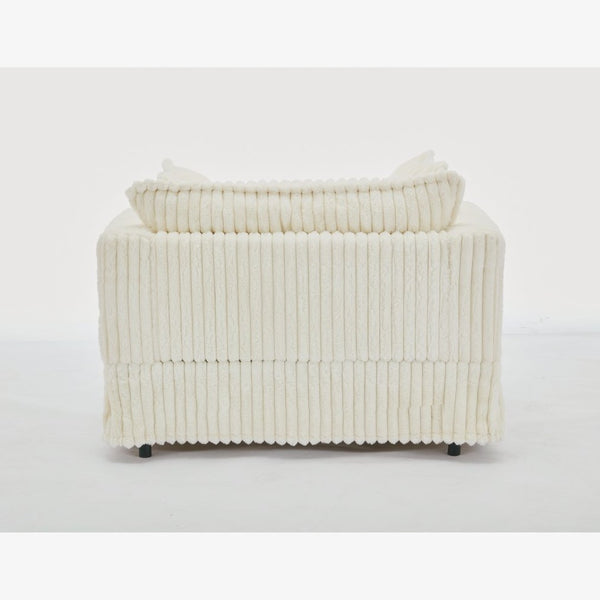 English Elm [new Arrived] Oversized Corduroy Chaise Lounge with Movable Ottoman for Living Room Beige W1628P206066