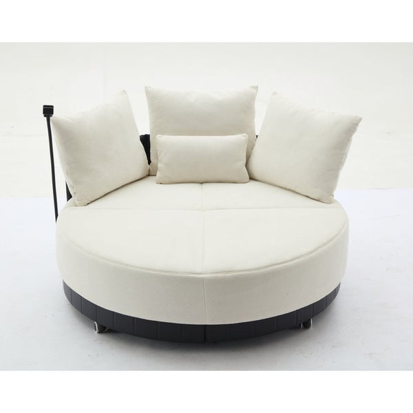 English Elm [new Arrived] Oversized Round Swivel Accent Chair with 360 Rotation Polyester Upholstery Beige W1628P218356