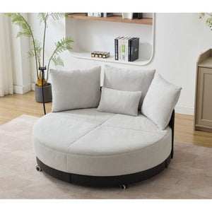 English Elm [new Arrived] Oversized Round Swivel Accent Chair with 360 Rotation Polyester Upholstery W1628P218357