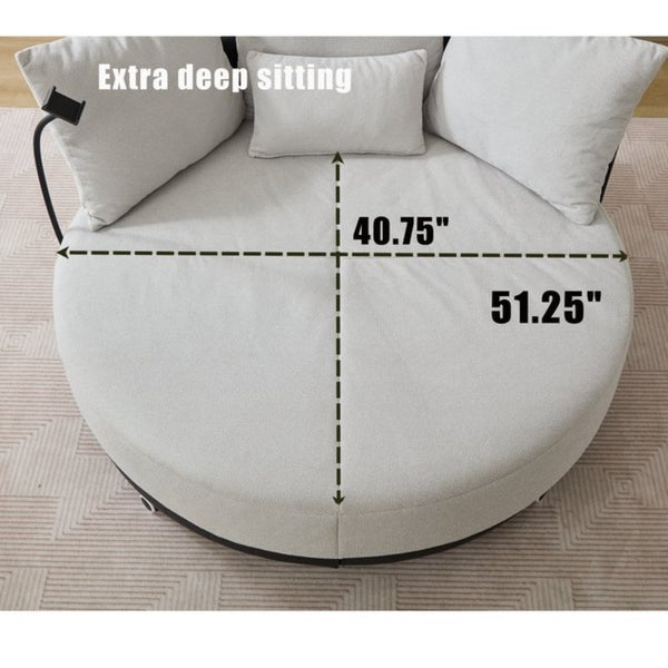 English Elm [new Arrived] Oversized Round Swivel Accent Chair with 360 Rotation Polyester Upholstery W1628P218357