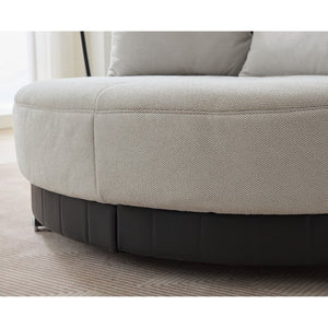 English Elm [new Arrived] Oversized Round Swivel Accent Chair with 360 Rotation Polyester Upholstery W1628P218357