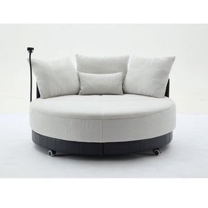 English Elm [new Arrived] Oversized Round Swivel Accent Chair with 360 Rotation Polyester Upholstery W1628P218357