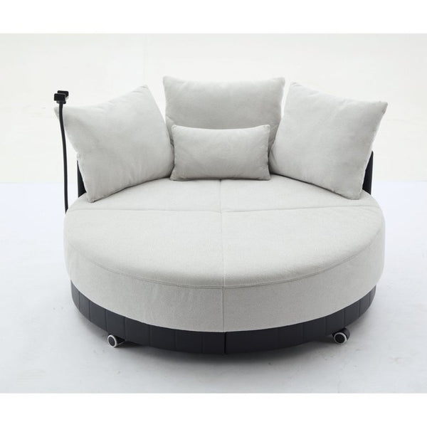 English Elm [new Arrived] Oversized Round Swivel Accent Chair with 360 Rotation Polyester Upholstery W1628P218357