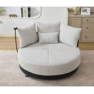 English Elm [new Arrived] Oversized Round Swivel Accent Chair with 360 Rotation Polyester Upholstery W1628P218357