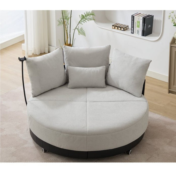English Elm [new Arrived] Oversized Round Swivel Accent Chair with 360 Rotation Polyester Upholstery W1628P218357