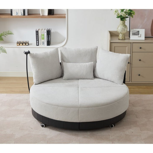 English Elm [new Arrived] Oversized Round Swivel Accent Chair with 360 Rotation Polyester Upholstery W1628P218357