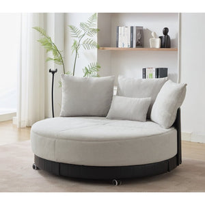 English Elm [new Arrived] Oversized Round Swivel Accent Chair with 360 Rotation Polyester Upholstery W1628P218357