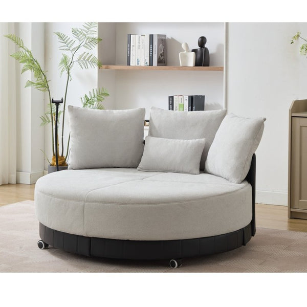 English Elm [new Arrived] Oversized Round Swivel Accent Chair with 360 Rotation Polyester Upholstery W1628P218357
