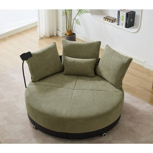 English Elm [new Arrived] Oversized Round Swivel Accent Chair with 360 Rotation Polyester Upholstery Green W1628P218358