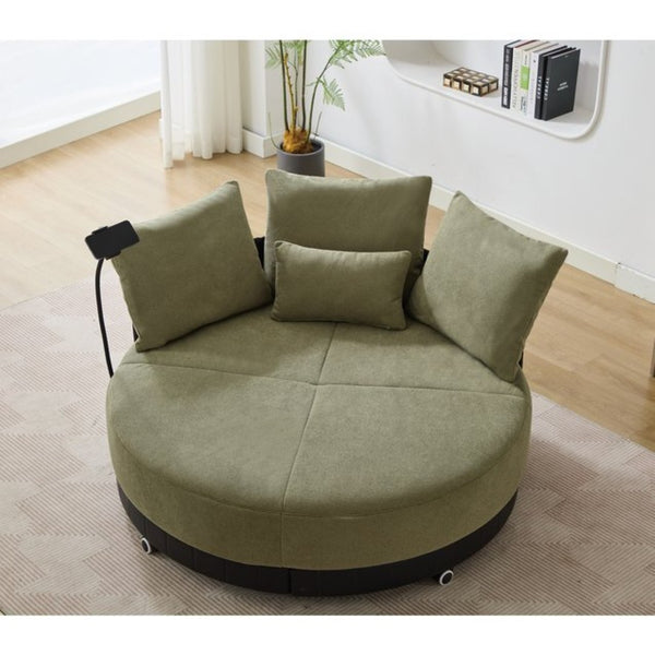 English Elm [new Arrived] Oversized Round Swivel Accent Chair with 360 Rotation Polyester Upholstery Green W1628P218358