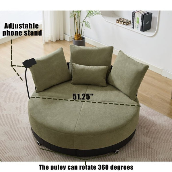 English Elm [new Arrived] Oversized Round Swivel Accent Chair with 360 Rotation Polyester Upholstery Green W1628P218358