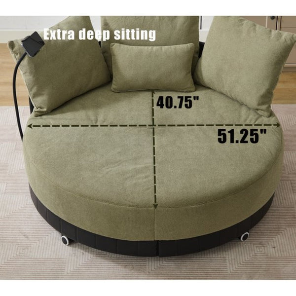 English Elm [new Arrived] Oversized Round Swivel Accent Chair with 360 Rotation Polyester Upholstery Green W1628P218358