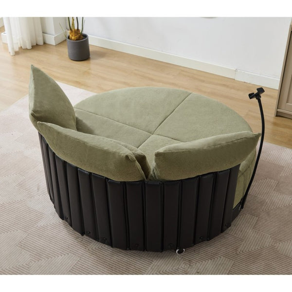 English Elm [new Arrived] Oversized Round Swivel Accent Chair with 360 Rotation Polyester Upholstery Green W1628P218358