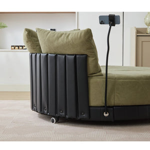 English Elm [new Arrived] Oversized Round Swivel Accent Chair with 360 Rotation Polyester Upholstery Green W1628P218358
