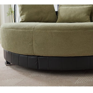 English Elm [new Arrived] Oversized Round Swivel Accent Chair with 360 Rotation Polyester Upholstery Green W1628P218358