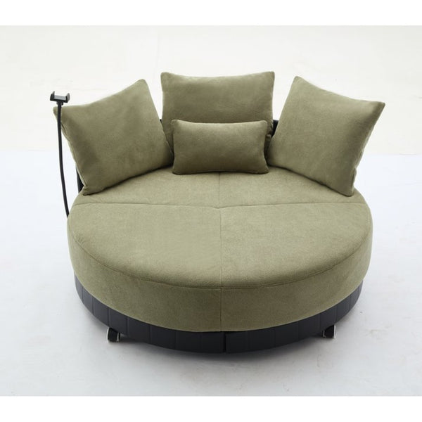 English Elm [new Arrived] Oversized Round Swivel Accent Chair with 360 Rotation Polyester Upholstery Green W1628P218358