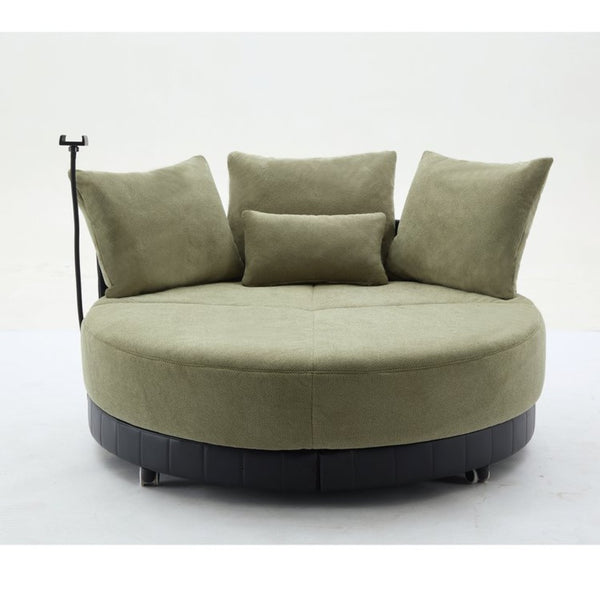 English Elm [new Arrived] Oversized Round Swivel Accent Chair with 360 Rotation Polyester Upholstery Green W1628P218358