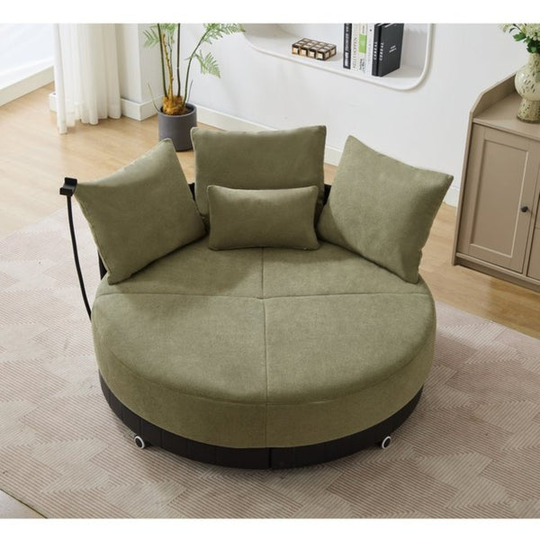 English Elm [new Arrived] Oversized Round Swivel Accent Chair with 360 Rotation Polyester Upholstery Green W1628P218358