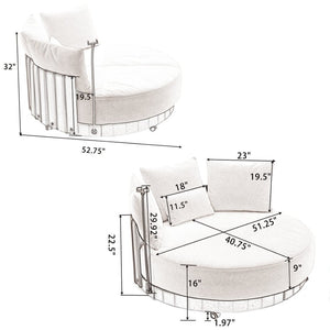 English Elm [new Arrived] Oversized Round Swivel Accent Chair with 360 Rotation Polyester Upholstery Green W1628P218358