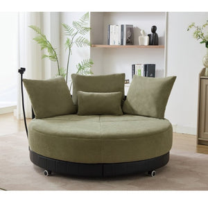 English Elm [new Arrived] Oversized Round Swivel Accent Chair with 360 Rotation Polyester Upholstery Green W1628P218358