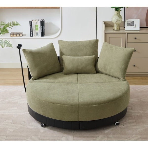 English Elm [new Arrived] Oversized Round Swivel Accent Chair with 360 Rotation Polyester Upholstery Green W1628P218358