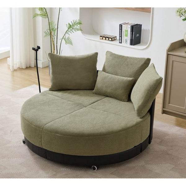 English Elm [new Arrived] Oversized Round Swivel Accent Chair with 360 Rotation Polyester Upholstery Green W1628P218358