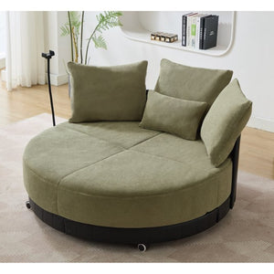 English Elm [new Arrived] Oversized Round Swivel Accent Chair with 360 Rotation Polyester Upholstery Green W1628P218358