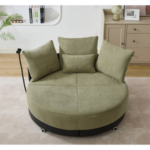 English Elm [new Arrived] Oversized Round Swivel Accent Chair with 360 Rotation Polyester Upholstery Green W1628P218358