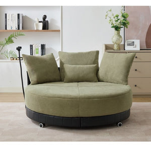 English Elm [new Arrived] Oversized Round Swivel Accent Chair with 360 Rotation Polyester Upholstery Green W1628P218358